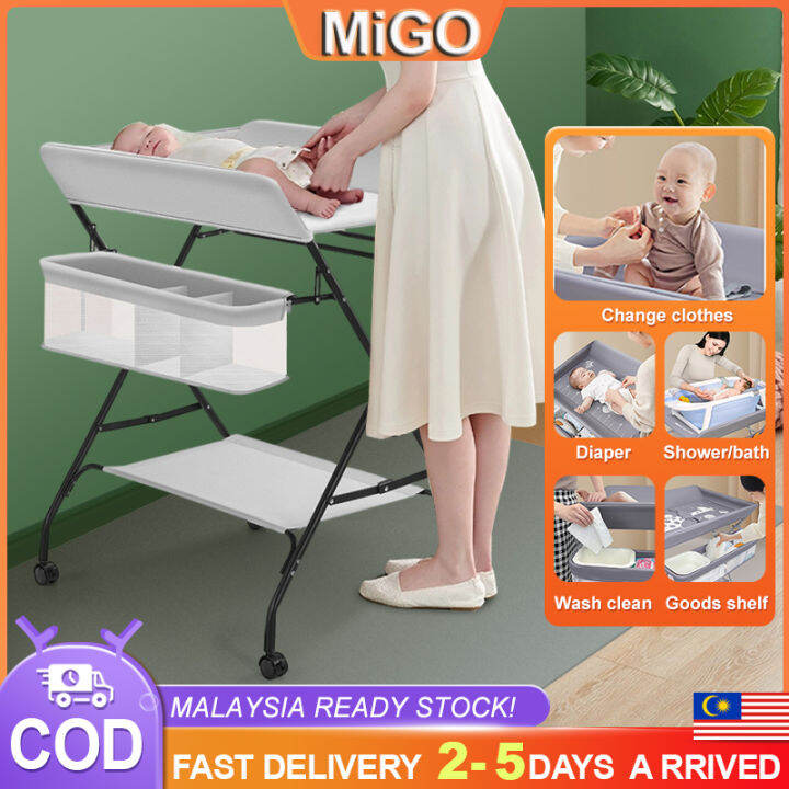 Newborn Foldable Diapers table with wheel adjustable Baby Diapers04