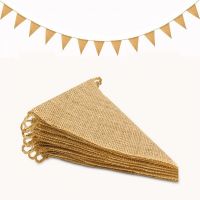 4.3M 15 Flags Vintage Jute Hessian Burlap Bunting Banner Wedding party Photography Props Celebration Party Decoration Banner Banners Streamers Confett