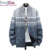 Cozy เสื้อแขนยาวผู้ชาย Slim พิมพ์ถักนุ่มคอโพลีเอสเตอร์ Cardigan