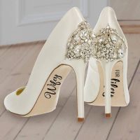 【HOT】 The Wedding Bride Vinyl Sticker Wifey For Lifey Nursery Wall Stickers Vinyl Art Decals For Mural High-heeled Shoes Accessories