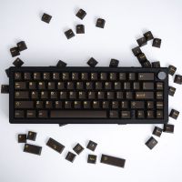 Keycaps Keycaps Keycaps Translucency Black-Gold Keycaps ABS Double-Shot Sherry Profile Keycaps คีย์แคปแป้นพิมพ์ช่างที่กำหนดเอง