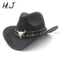 [Fine Jewelry]2Big ขนาดผู้หญิงผู้ชายขนสัตว์ HollowCowboy หมวก Roll Up Wide Brim CowgirlEquestrian Sombrero หมวก WithRibbon