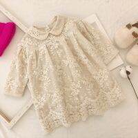 Girls lace dress autumn 2019 New Korean girls long-sleeved over embroidery princess dress girls winter dress  by Hs2023