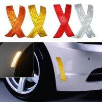 2pc Car Reflective Strip Night Anti-collision Stickers Auto Mudguards Bumper Alert Decal White Red Orange Yellow Car Accessories Car Door Protection