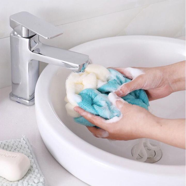 ใยขัดตัว-ที่ขัดตัว-ฟองน้ำอาบน้ำ-ที่ขัดหลัง-แปรงและใยขัดตัว-แบบถักเปีย-คละสี