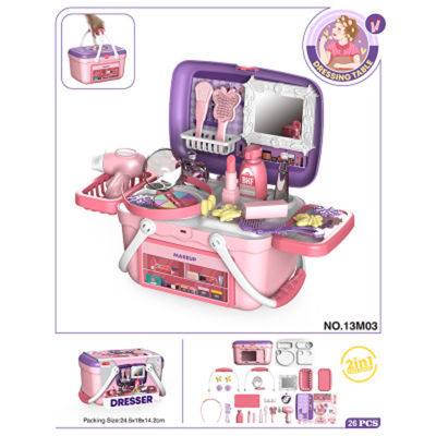 Children Kitchen Toys Food Cooking Suitcase Pretend Play With Toys Tools BBQ Makeup Electric Spray Water Play House Toys Suit