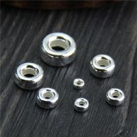 1Pack 100% 925 Sterling Silver Wheel Spacer Beads 3-10mm Big Hole Flat Round Bracelets Charm Beads DIY Jewelry Making Findings Shoes Accessories Shoes