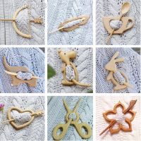 ☏ Natural Wooden Brooch Pin Cute Cartoon Animal Pattern Scarf Buckle Clasp Pins For Jewelry Gift Set