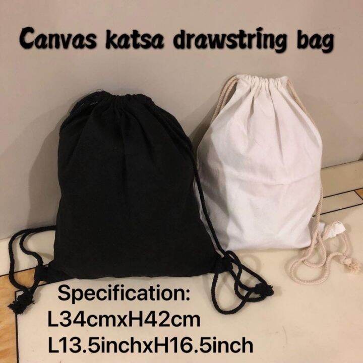 1pc Thick Canvas katsa drawstring bag Back pack String bag backpack eco