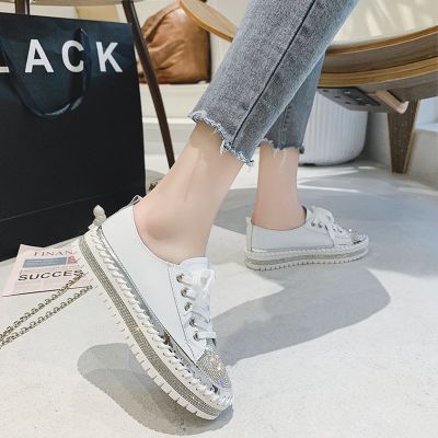 New Crystals Round Toe Flats Shoes Loafers Couple Platform Sneakers Flat Zapatos