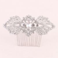 Floralbride Art Deco Clear Rhinestones Crystals Flower Leaf Alloy Wedding Hair Comb Bridal Hair Accessories Hair Jewelry