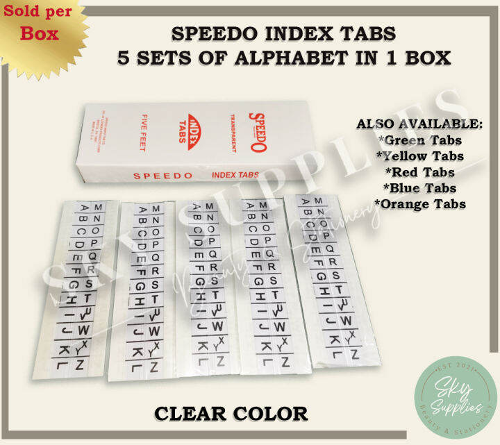 SPEEDO Index Tabs 1 Box of 5 Sets 5 Feet Lazada PH