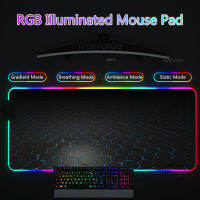 RGB Led Mouse Pad Art Back Light Desk Mat Glowing Gaming Accessories Rugs Hexagons Black XXL Large MousePad Keyboard Mouse Mat