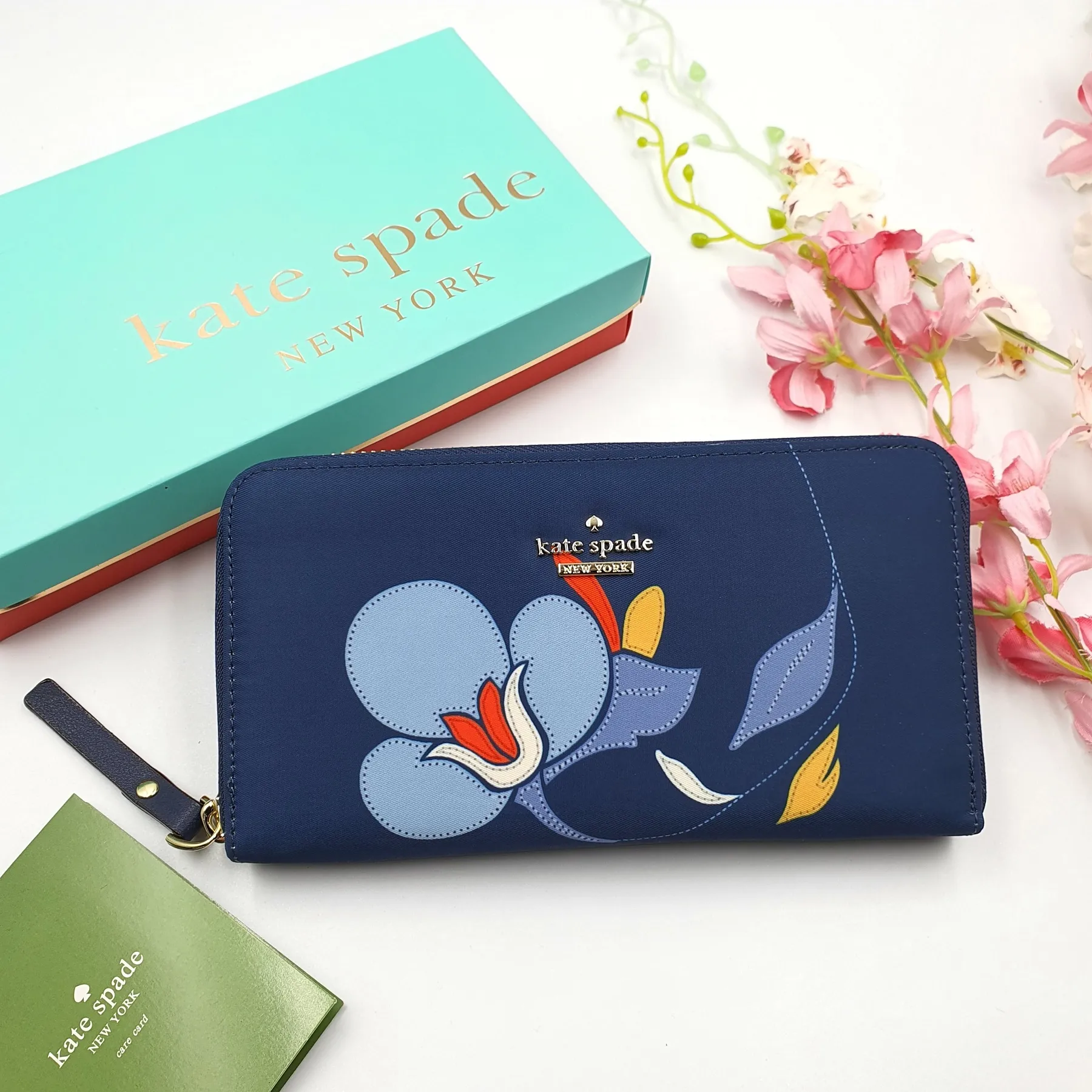 Authentic Kate Spade Lyla Wallet Classic Tulip Flower Print - Navy Blue |  Lazada PH