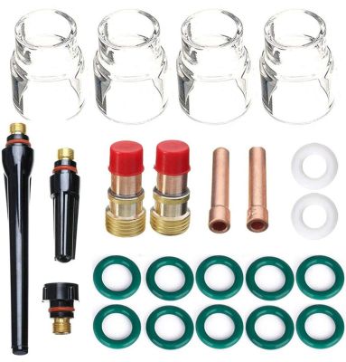 23PCS TIG Stubby Gas Lens 17GL332 3/32inch &amp; 12 Cup &amp; TIG Gas Lens Alumina Nozzle Kit for DB SR WP 17/18/26 TIG Welding Torch
