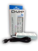 Champ รางปลั๊กไฟ มาตราฐานมอก.2432-2555 เต้าเสียบ 5 ช่อง 1 สวิทช์ สายไฟยาว 3 เมตร รางปลั๊กพ่วงป้องกันไฟกระชาก มีม่านนิรภัย มีเบรคเกอร์ ปลั๊กไฟคุณภาพสูง