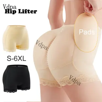 Black Floral Boxer Padded Panties Underwear Shape-Wear Hip Lifter