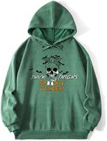 Yuisle Womens Casual Ladies Comfort Plus Size Sweatshirt Plus Halloween Print Drawstring Thermal Lined Hoodie Leisure Perfect Comfortable Eye-catching (Color : Green, Size : 3X-Large)