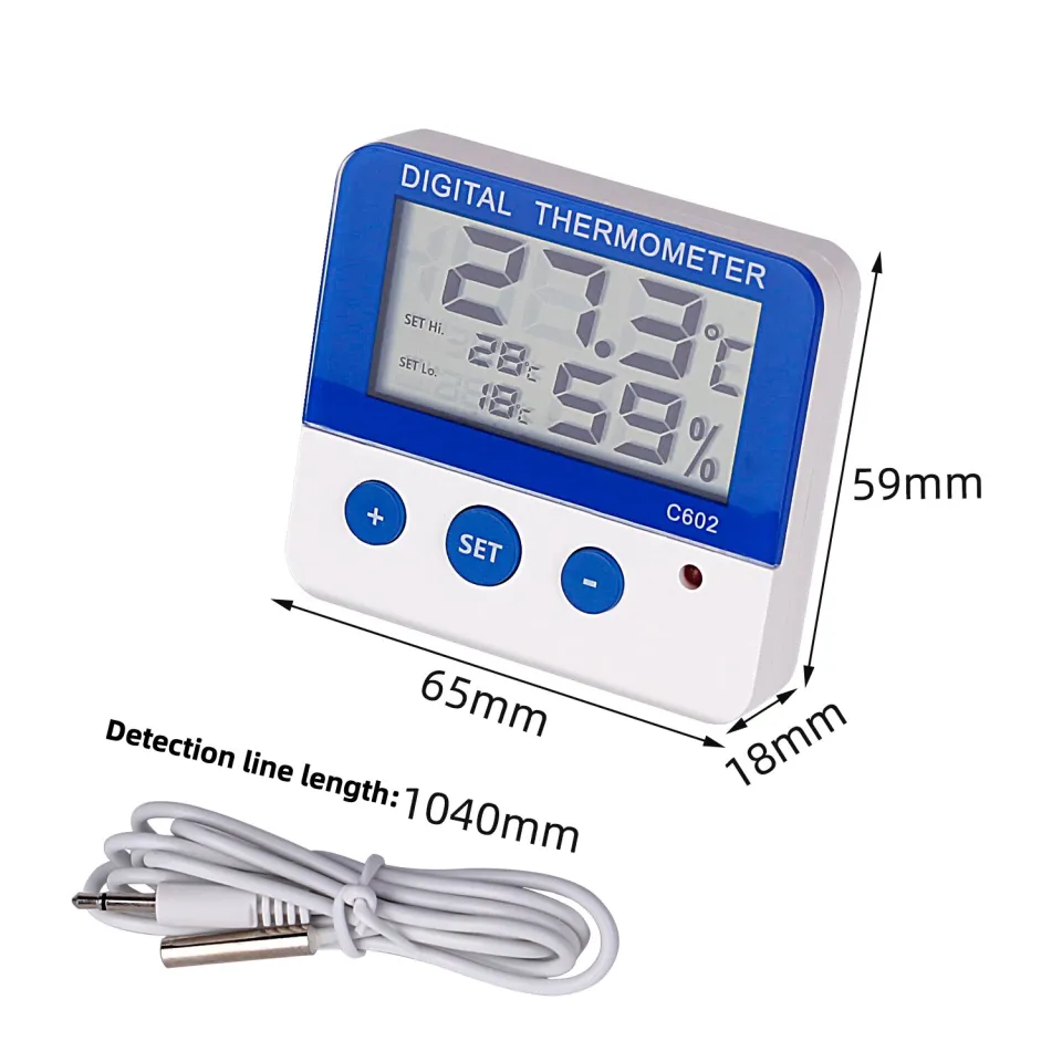 Refrigerator Freezer Thermometer Alarm Temperature Humidity Meter  Thermometer Hygrometer Indoor Outdoor With Probe