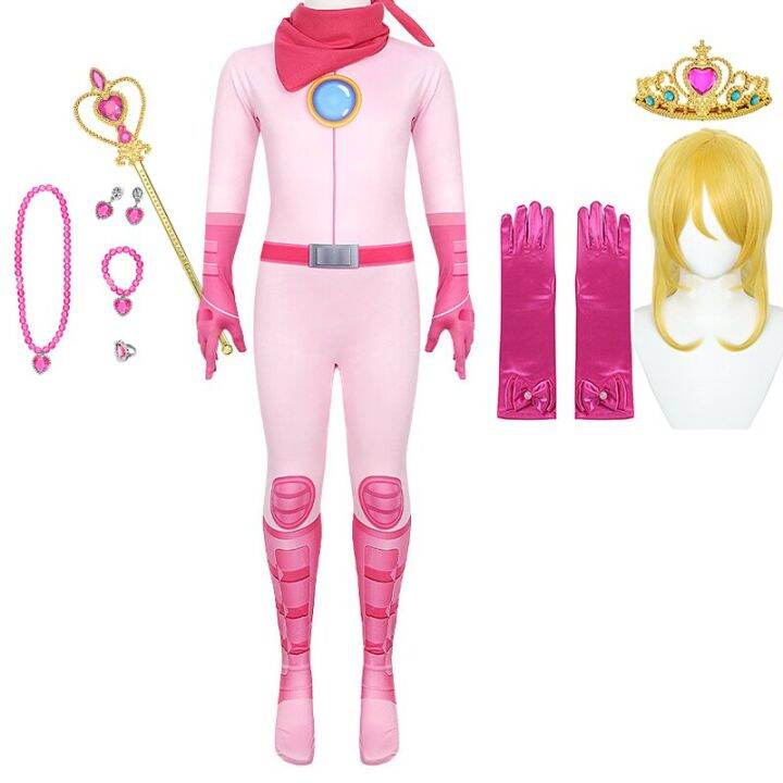 new-halloween-kids-peach-princess-costume-pink-peach-girl-dresses-one-piece-jumpsuit-tights-children-cosplay-battle-suit-3-10t