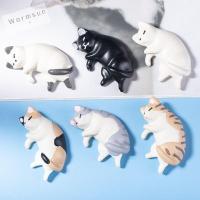WARMSUN ตู้เย็นแมวนอนน่ารักเรซินจำลองแมวขี้เกียจแมวขนาดเล็กวอลล์รูปภาพข้อความหัตถกรรมการ์ตูน