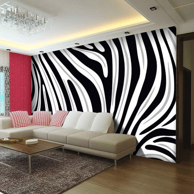 [hot]Custom Mural Wallpaper 3D Non-woven Ptinted Wallpaper Black And White Zebra Stripes Living Room Sofa TV Backdrop Wall Covering