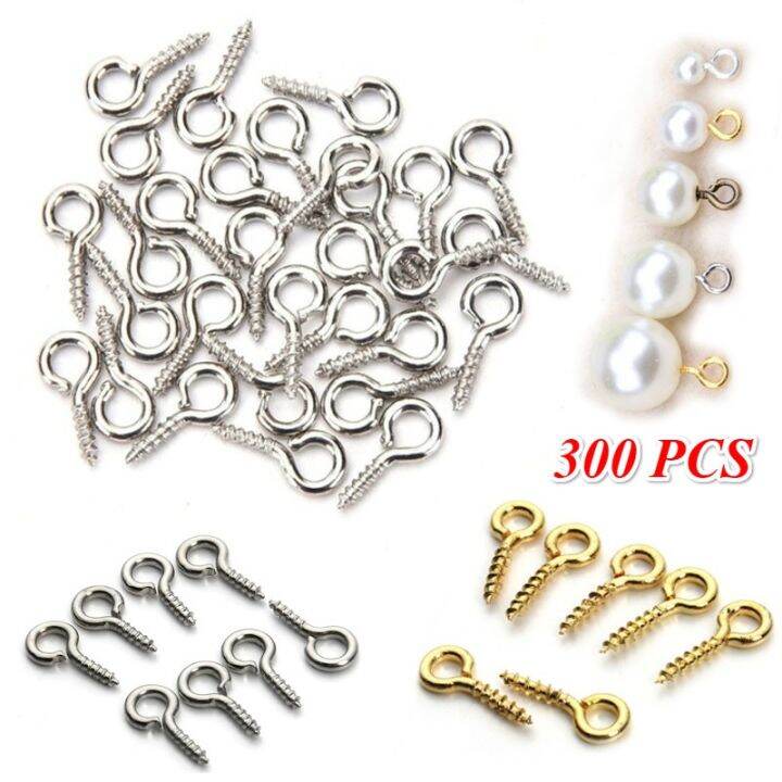 300Pcs/pack Mini Screw Eye Pins for Jewelry Making Pearl Beads Screw