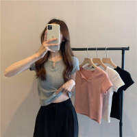 เสื้อยืดผู้หญิงฤดูร้อนสีชมพู Slim Fit Navel Hot Girl Women S T-Shirt