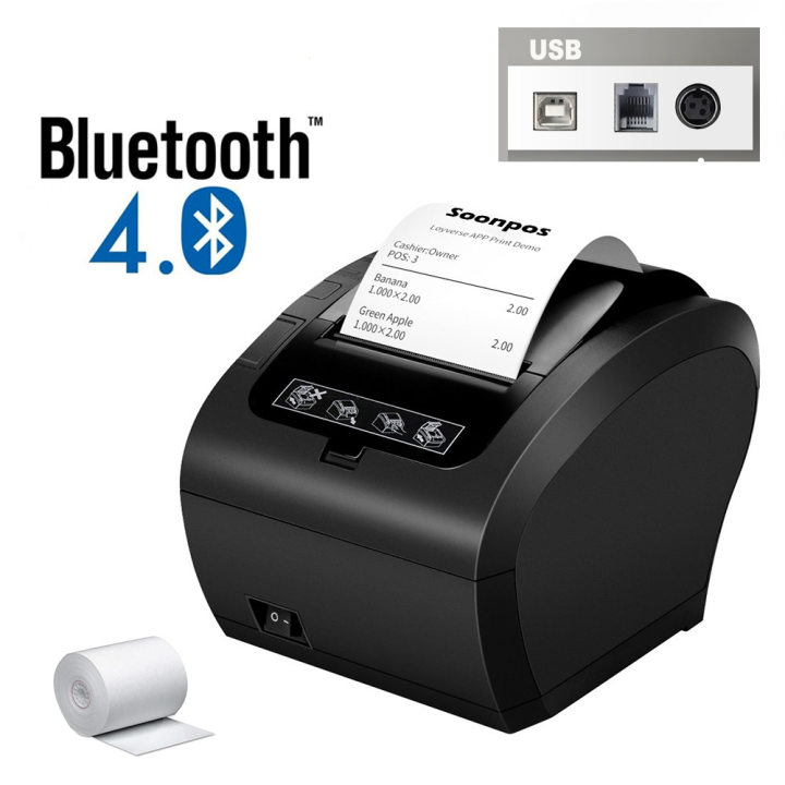 gelijktijdig meel kaart 80mm Width Thermal Receipt Printer Bluetooth Thermal Printer Support  Tabshop W&O POS loyverse Support Cash Drawer in Kitchen Cashier POS Printer  for Restaurant Supermarket with Auto Cutter No Need Ink or Ribbon