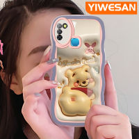 YIWESAN เคสสำหรับ Infinix Smart 5 Hot 10 Lite เคส X657C X657การ์ตูน3D วินนี่ช้อนส้อมมีดหมีพูห์ลายคลื่นกันกระแทกแบบใสนิ่มเคสมือถือเคสโปร่งใสลายกล้องถ่ายรูปฝาครอบป้องกันซิลิกาเจลที่สร้างสรรค์