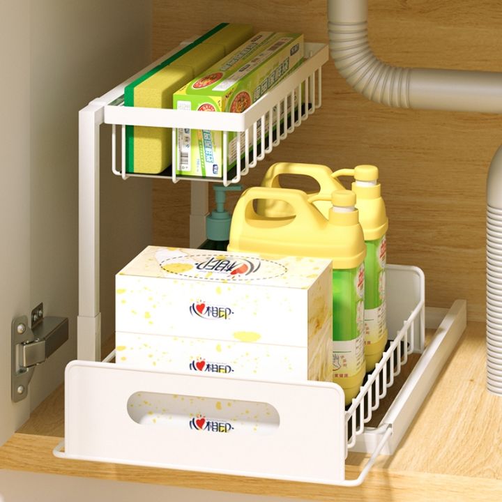 under-sink-storage-organizer-2-tier-drawers-cabinet-basket-kitchen-tools-sundries-rack-bathroom-under-sink-sliding-organizers