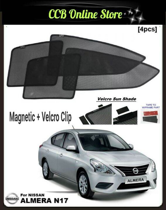 Nissan Almera + Velcro Clip Sun Shade (4pcs/set) Lazada