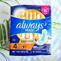 ผ้าอนามัย แบบมีปีก สำหรับกลางคืน Maxi Size 4 Overnight Absorbency Pads with Wings 33 Pads (Always®)