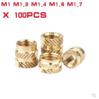 100pcs Brass Insert Nut M1 M1.4 M1.6 M1.7 Hot Melt Knurled Thread Embedment Heat Double Twill Copper Inserts Embed for Plastic