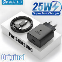 Asal 25W ซูเปอร์ Cepat Caj USB-C Jenis C Kabel สำหรับ Samsung Galaxy S23 S22 S21พิเศษ S20 Nota 20 Aksesori Pengecasan Efon