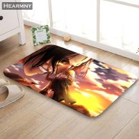 Custom Attack On Titan Doormat FloorBathKitchenBeach Mat Flannel Sponge Fabric 3D Printed Shaggy Decoration For Bedroom