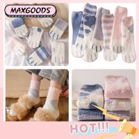 MAXG Warm WARM ของขวัญคริสต์มาส นุ่ม หนา ตุ๊กตา ลายอุ้งเท้า Cashmere Sox ถุงเท้ากำมะหยี่ปะการัง ถุงเท้าตั้งพื้น