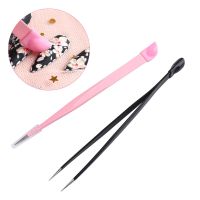 2 Heads Nail Tweezers Silicone Pressing Head 3D Nail Stickers Pick Up Rhinestones Clip Eyelash Extension Makeup Tools GLSN01 02