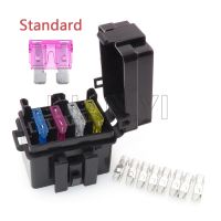 1 Set 4Way Standard Blade Type Car Plastic Insurance Box with 8pcs Terminal Middle Black Car Fuse Holder