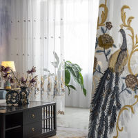 New Chinese Style Classical Pea Embroidery New Chinese Velvet Embroidered Curtains Curtains for Living Dining Room Bedroom