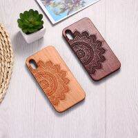 ไม้เคสศัพท์สำหรับ 11 12 13 P RO Max มินิ X XS 5 6 7 8 6วินาทีบวก SE 2020 M Andala Totem พรเลเซอร์แกะสลักศัพท์ปก