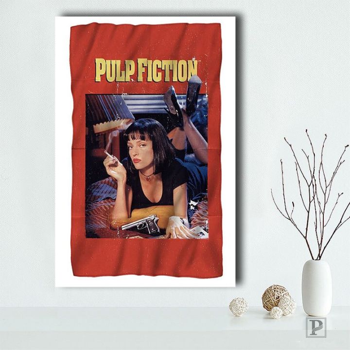 pulp-fiction-ภาพยนตร์คลาสสิก-quentin-tarantino-vintage-art-ภาพวาดผ้าใบตลกภาพวาดโปสเตอร์รูปภาพสำหรับตกแต่งห้องนอน-new