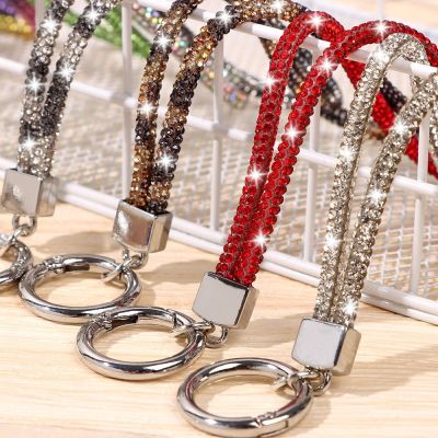 Glitter Keychain Anti-lost Rope Chain Straps Rhinestone Lanyard Hanging Cord