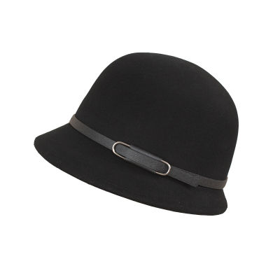 2020 New Winter Autumn Ladies Women Girls Vintage Wool Chain Formal Hat Felt Bowler Fedoras Cap For Woman