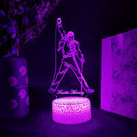 2021Freddie Mercury Live Concert Show Singing Silhouettes 3D Night Lamp Queen Band LED Sensor Lights Home Decoration Kids Xmas Gift