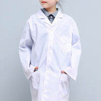 Kids Boys Girls Lab Coats Long Sleeve Lapel Collar Button School Laboratory Uniform Blouse DIY Toys Games Costumes Party