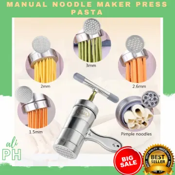 Newcreativetop Stainless Steel Manual Noodles Press Machine Pasta Maker  with 5 Noodle Mould