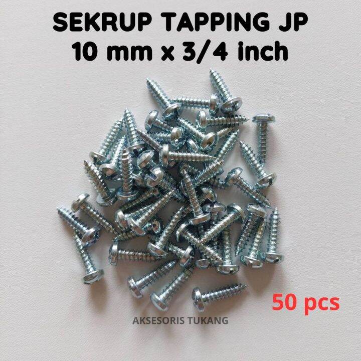 Sekrup Cacing JP 10 mm x 3/4 inch Isi 50 Pcs / Skrup Tapping 10mm x 3/4