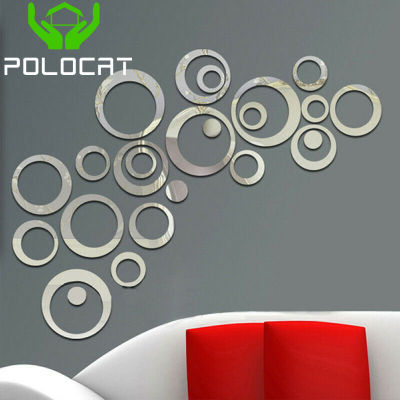 Polocat 3D Mirror Wall Stickers Home Decor Living Room Decorative Mirror Decal 24 pieces per lot