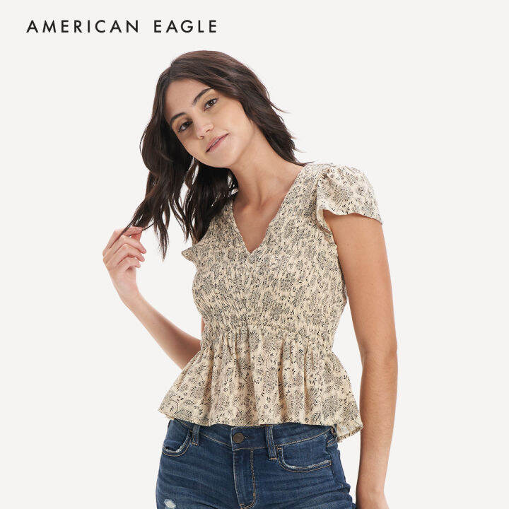 american-eagle-v-neck-smocked-babydoll-blouse-เสื้อเบลาซ์-ผู้หญิง-เบบี้ดอล-คอวี-ewsb-035-4883-676